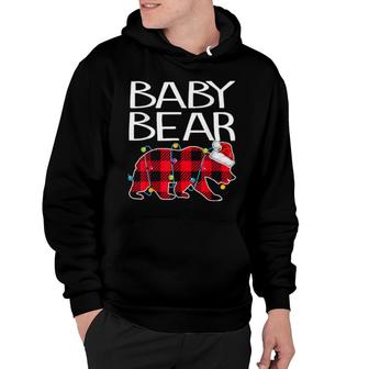 Red Plaid Baby Bear Xmas Light Matching Family Pajamas Bear Hoodie | Mazezy