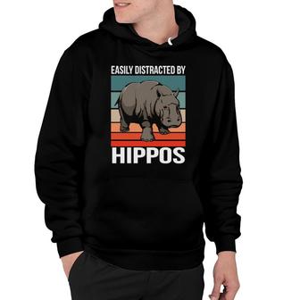 Retro Hippo Quote Hippopotamus Easily Distracted By Hippos Hoodie | Mazezy