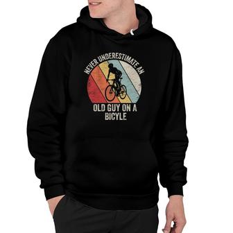 Retro Never Underestimate An Old Guy On A Bicycle Cycling Hoodie | Mazezy