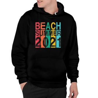 Retro Vintage Beach Vacation Summer 2021 Sunset Stripe Wear Hoodie | Mazezy