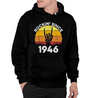 Rockin Since 1946 75 Years Old 75Th Birthday Rock And Roll Hoodie | Mazezy
