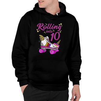 Rolling Into 10Th Birthday Unicorn Roller Skate Party Hoodie