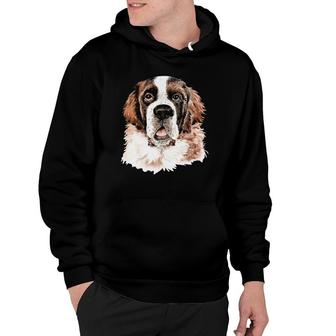 Saint Bernard Big Dog Portrait Hoodie | Mazezy