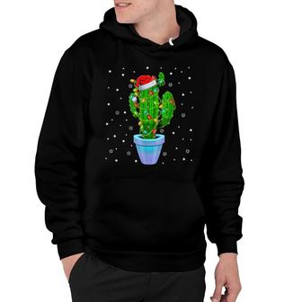 Santa Claus Cactus Xmas Tree Lights Gardener Merry Christmas Hoodie | Mazezy