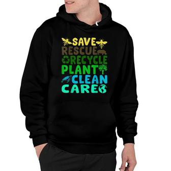 Save Bees Rescue Animals Recycle Plastic Earth Day Planet Hoodie - Seseable