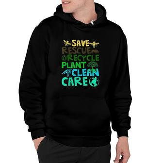 Save Bees Rescue Animals Recycle Plastict Earth Day V2 Hoodie - Thegiftio