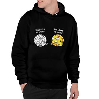 She Love Me More Volleyball Vs Softball Hoodie | Mazezy