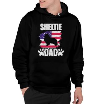 Sheltie Dad Dog Lover American Us Flag Hoodie | Mazezy