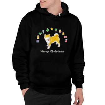 Shiba Inu Dog & Christmas Symbols Pixel Art Hoodie | Mazezy