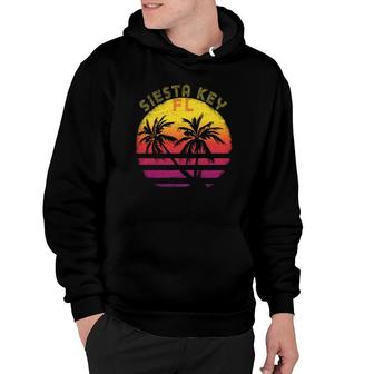 Siesta Key Florida Vintage Sunset Colors Palm Trees Hoodie | Mazezy