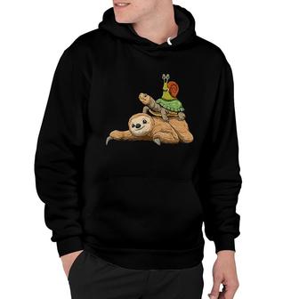 Sloth Turtle Snail Running Sloth Lovers Hoodie | Mazezy