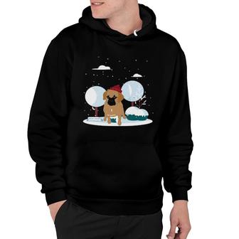 Snowy Winter Animal Dog Owner Cute Pet Dog Puggle Hoodie | Mazezy