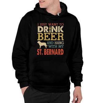 St Bernard Dad Drink Beer Hang With Dog Funny Men Vintage Hoodie | Mazezy