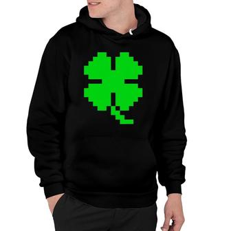 St Patrick's Day Video Games Clover Retro 8 Bit Pixel Art Hoodie | Mazezy
