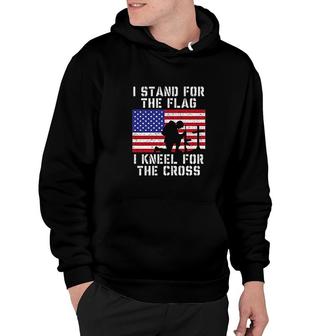 Stand For Flag Kneel For Cross Printed Hoodie | Mazezy