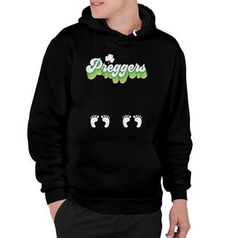 StPatrick's Day Pregnancy Announcement Twin Mama Pregnant Hoodie | Mazezy