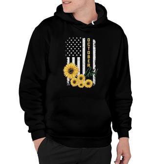 Sunflower American Flag October Girl Hoodie | Mazezy