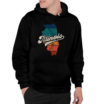 Sunset Vintage Retro Illinois Home State Il 70S 80S Style Hoodie | Mazezy