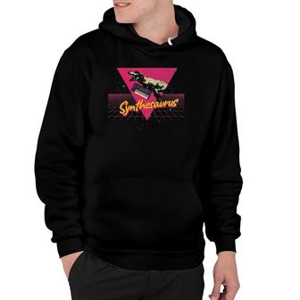 Synthwave Synthesaurus Funny Synthesizer Nerd Analog Vintage Hoodie | Mazezy