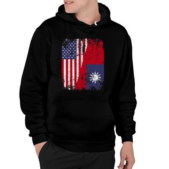 Taiwanese Roots Half American Flag Usa Taiwan Flag Hoodie | Mazezy