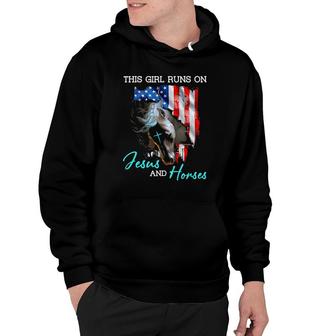 This Girl Runs On Jesus And Horses American Flag Hoodie | Mazezy UK