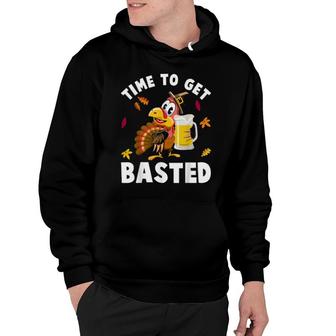 Time To Get Basted Thanksgiving Turkey Beer Drinking Hoodie | Mazezy