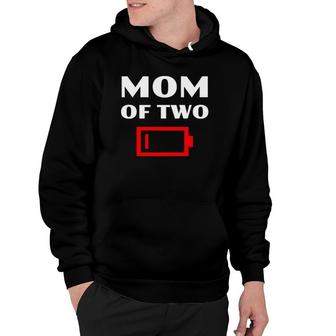 Tired Mom Of 2 Kids Fun Mother With Two Children Low Battery Hoodie | Mazezy