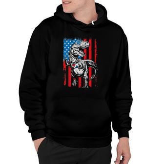 Trex Popsicle Usa Flag Funny 4Th Of July Dinosaur Gift Hoodie | Mazezy
