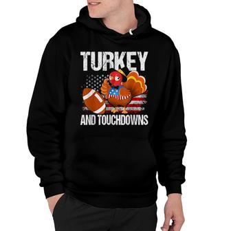 Turkey And Touchdowns Thanksgiving Football Hoodie | Mazezy