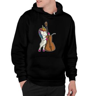 Unicorn Playing Cello Bass Funny Magical Cellist Music Hoodie | Mazezy