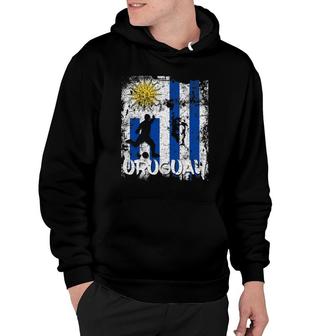 Uruguay Soccer Distressed Flag Football Hoodie | Mazezy