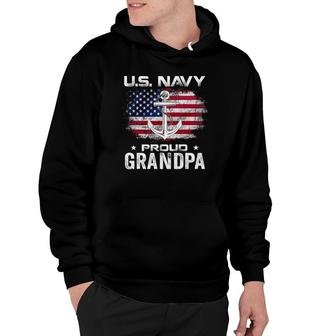 US Navy Proud Grandpa With American Flag Gift Veteran Hoodie | Mazezy