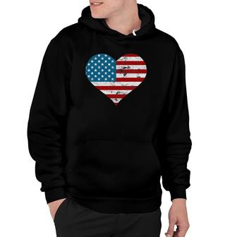 Usa Flag Heart Distressed Patriotic 4Th Of July Gift Hoodie | Mazezy AU