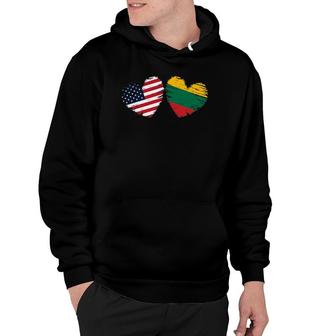 Usa Lithuania Flag Heart Valentines Day Lithuanian American Hoodie | Mazezy