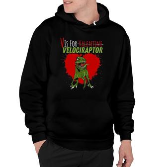 V Is For Valentine Velociraptor Funny Boys, Kids Dinosaur Hoodie | Mazezy