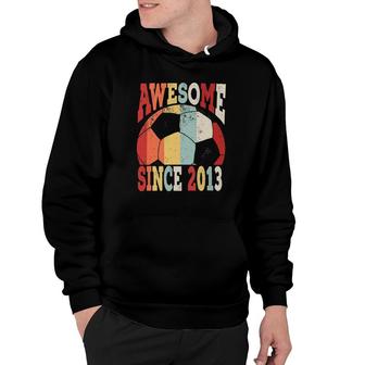 Vintage 9Th Birthday Soccer Awesome Since 2013 Kids Soccer Hoodie | Mazezy
