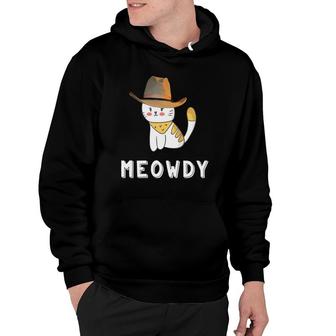 Vintage Meowdy Funny Texas Cowboy Retro Cat Lover Gift Hoodie | Mazezy