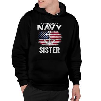Vintage Proud Navy Sister With American Flag Gift Veteran Hoodie | Mazezy UK