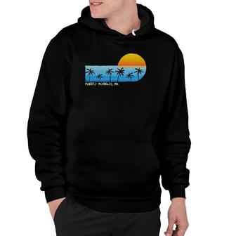 Vintage Puerto Morelos, Mx Palm Trees & Sunset Beach Hoodie | Mazezy