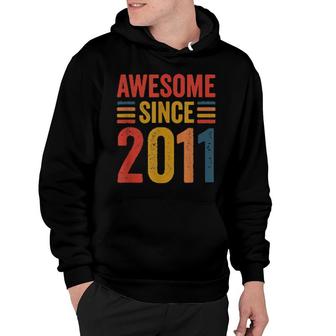 Vintage Retro Awesome Since 2011 11Th Birthday Ideas Hoodie | Mazezy
