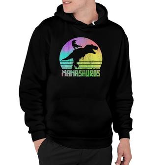 Vintage Retro Mamasaurus Rainbow Sunset Gift For Mother Of 1 Ver2 Hoodie | Mazezy CA