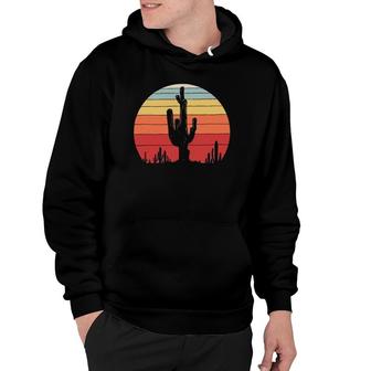Vintage Retro Saguaro Cactus Sunset Opuntia Cactaceae Hoodie | Mazezy