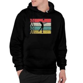 Vintage Retro Volleyball Player Mama Silhouette Distressed Hoodie | Mazezy