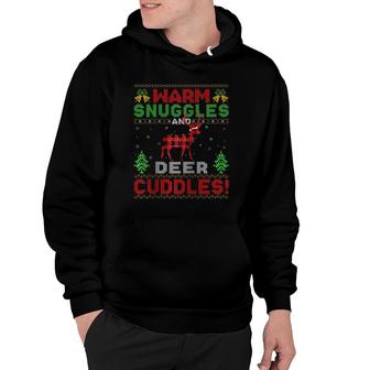 Warm Snuggles And Deer Cuddles Ugly Deer Christmas Raglan Baseball Tee Hoodie | Mazezy