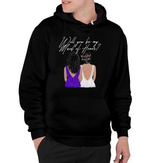Will You Be My Maid Of Honor Black Bride Purple Wedding Hoodie | Mazezy