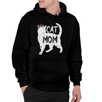 Womens Cat Mom Christmas Cute X-Mas Kitten Kitty Lover Mama Mother Hoodie | Mazezy