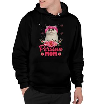 Womens Cat Mom Mother's Day Gifts Flowers Persian Mom Hoodie | Mazezy