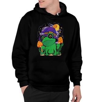 Womens Cottagecore Aesthetic Goblincore Frog Wizard Hat Mushroom Hoodie | Mazezy