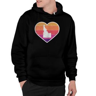 Womens Cute I Love Idaho Retro Heart With State Outline Hoodie | Mazezy