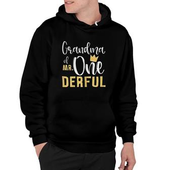 Womens Grandma Of Mr Onederful 1st Birthday First Onederful Party Hoodie - Seseable
